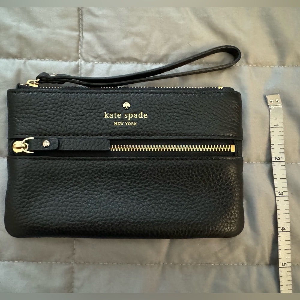 Kate Spade Leather Wristlet Small Card Coin Purse Black New - Picture 10 of 10